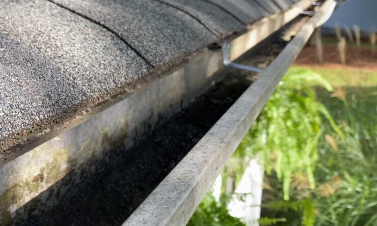 Close up of a house gutter