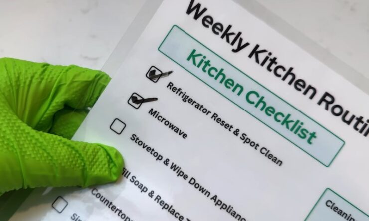 A person in gloves holds a sign reading